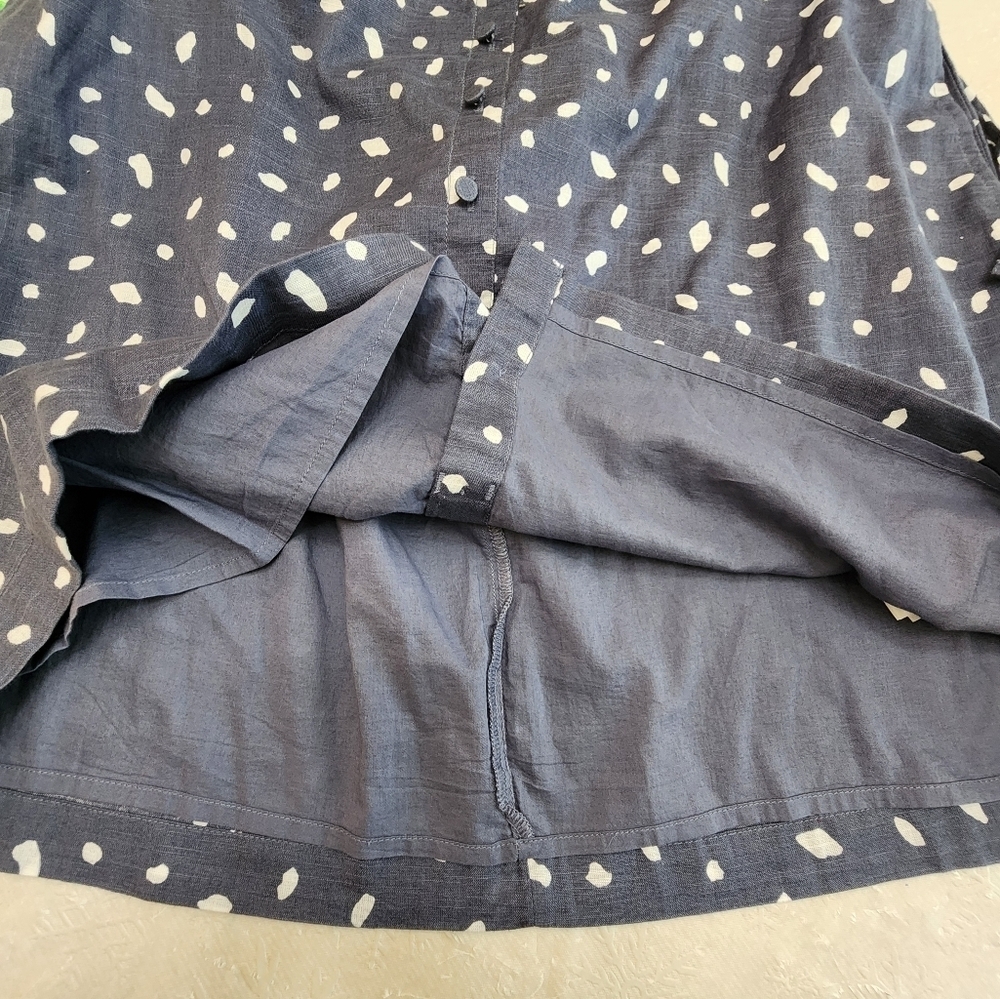 Abercrombie & Fitch Blue Dress Size XLT Cotton Gray White Dots Tie Strips - Picture 10 of 11
